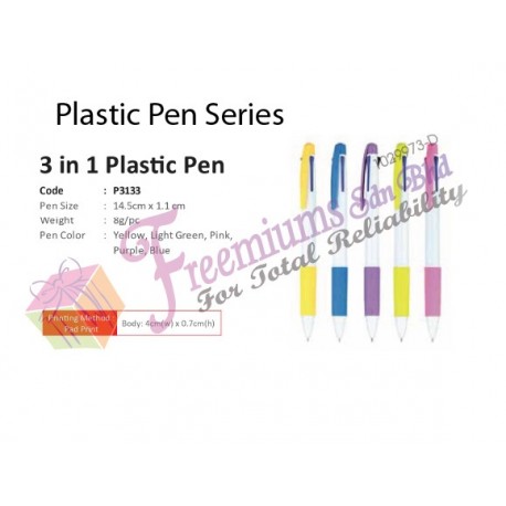 3 in 1 Plastic Pen (P3133)